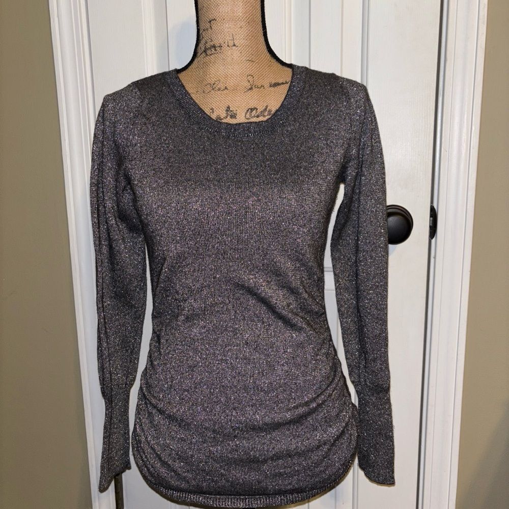 Banana Republic Shimmering Gray metallic Long Sleeve wool/cashmere blend S